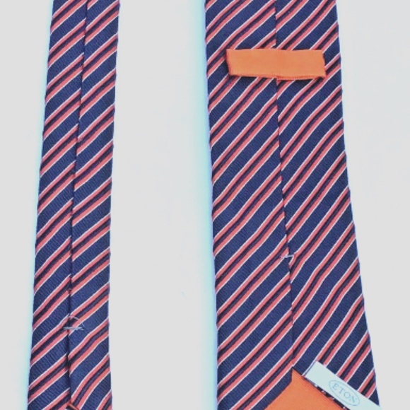 ETON dark blue & red striped Silk Tie.Made in Italy 🇮🇹 - Picture 5 of 6